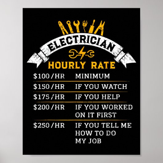 Electrician Hourly Rate For Handyman Humor Labor R ポスター (正面)