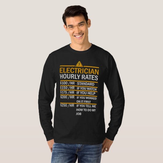 Electrician Hourly Rates Lineman Tシャツ (正面フル)