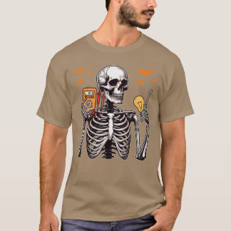 Electrician Job Horror Skeleton Halloweeneam Costu Tシャツ