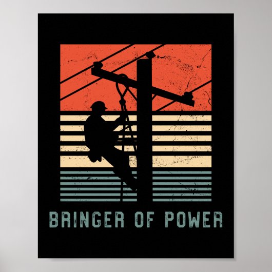 Electrician Lineman Bringer Of Power Retro Vintage ポスター (正面)