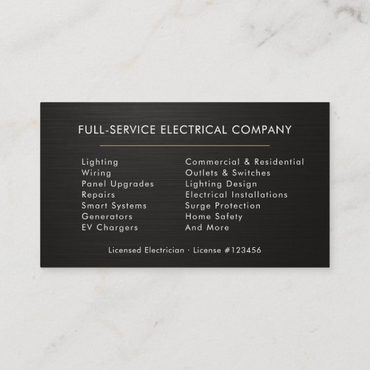 Electrician Metallic Professional Electric Company 名刺 (裏面)