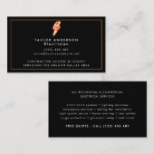 Electrician Modern Black Professional Electric 名刺 (正面/裏面)