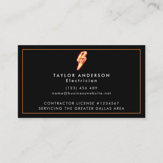 Electrician Modern Black Professional Electric 名刺 (正面)