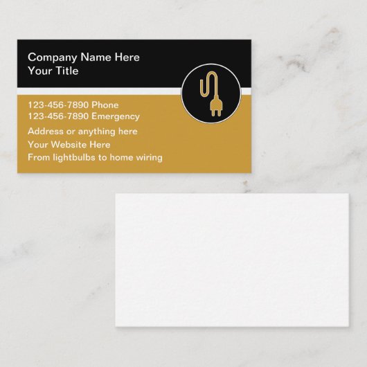Electrician Modern Unique Business Cards 名刺 (正面/裏面)