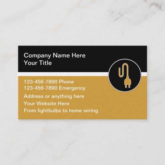 Electrician Modern Unique Business Cards 名刺 (正面)