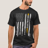 Electrician US Flag Electricians Tools Lineman Fat Tシャツ (正面)