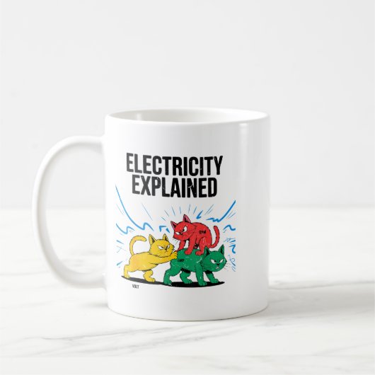 Electricity Explained Funny Cat Physics Humor Scie コーヒーマグカップ (左)