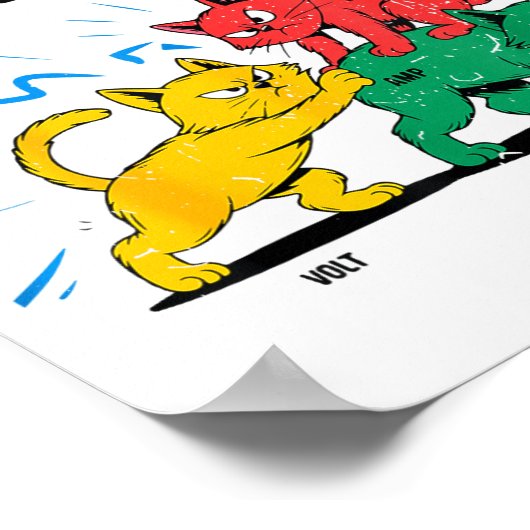 Electricity Explained Funny Cat Physics Humor Scie ポスター (角)