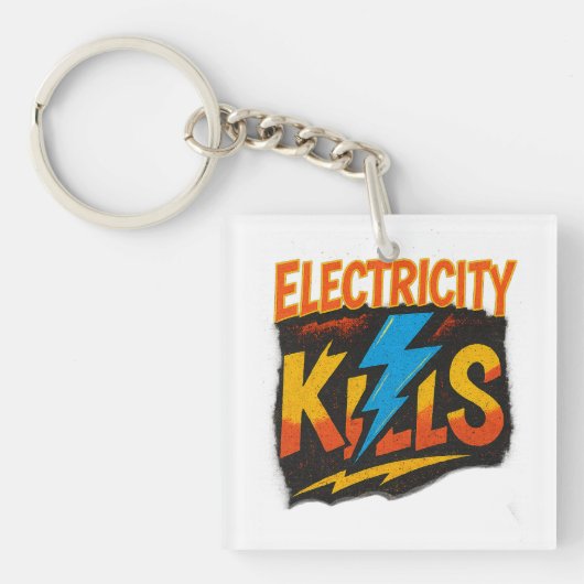Electricity Kills Bold Graffiti Design キーホルダー (正面)