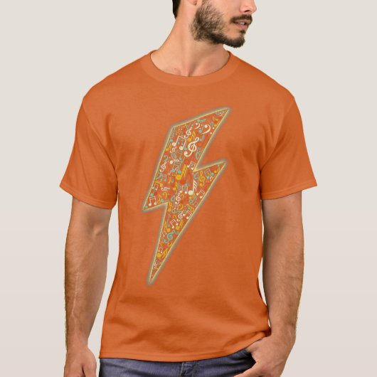 Electro Music DJ稲妻Bolt Musical Notes Tシャツ (正面)