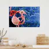 Electron Micrograph of HIV-1 Budding Lymphocyte ポスター (キッチン)