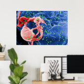 Electron Micrograph of HIV-1 Budding Lymphocyte ポスター (ホームオフィス)