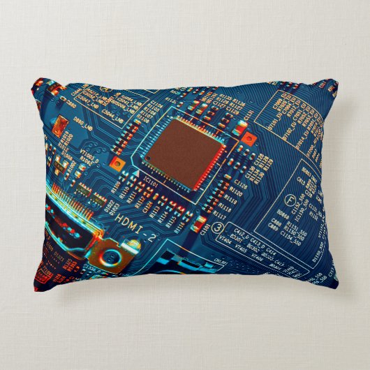Electronic circuit board close up. electronic,micr アクセントクッション (正面)