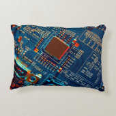 Electronic circuit board close up. electronic,micr アクセントクッション (裏面)