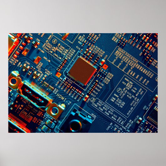 Electronic circuit board close up. electronic,micr ポスター (正面)