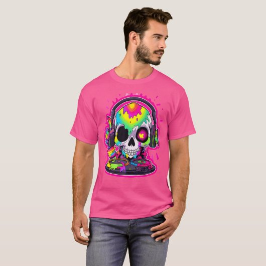 Electronic Music Dj Skull Edm Rave Tシャツ (正面フル)