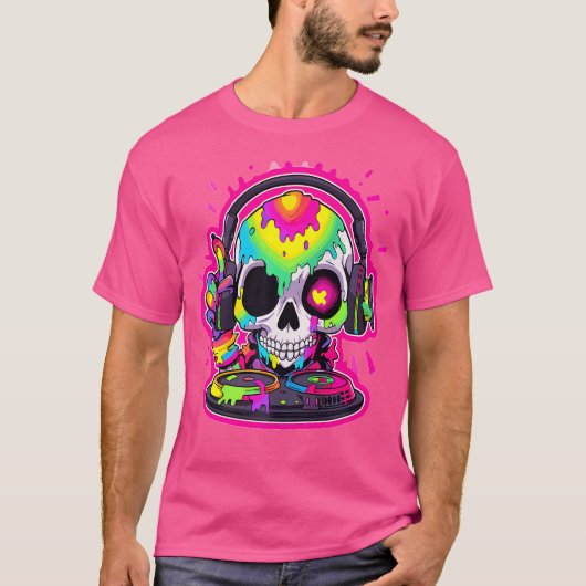 Electronic Music Dj Skull Edm Rave Tシャツ (正面)