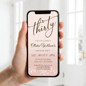 Electronic Rose Gold 30th Birthday Mobile Invite 案内状