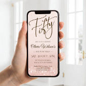 Electronic Rose Gold 50th Birthday Mobile Invite 案内状