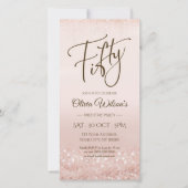 Electronic Rose Gold 50th Birthday Mobile Invite 案内状 (正面)
