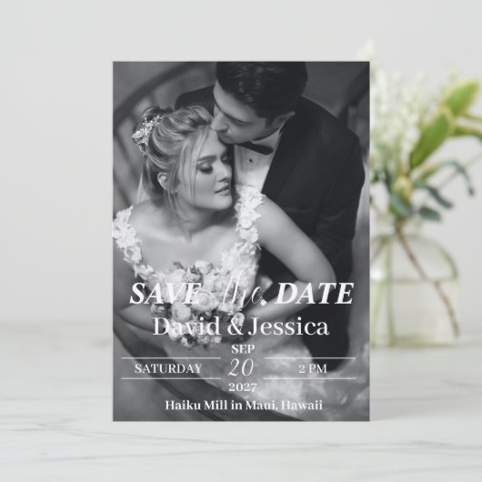 Electronic Save日付テンプレートと写真救, 招待状 (スタンド正面)