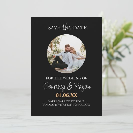 Electronic Save日付テンプレートと写真 招待状 (スタンド正面)