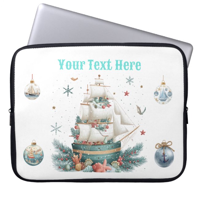 Electronics Bag-"Nautical Christmas Laptop Sleeve  ラップトップスリーブ (正面)