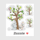 Elefant am Baum Aufkleber シール (シート)