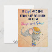 Elefant balaciert auf Ball - Flausen und Fantasie ノートカード (正面/裏面)