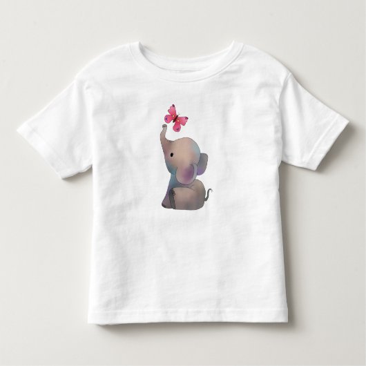 Elefant mit rosa Falter トドラーTシャツ (正面)