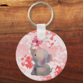 Elefant mit rosa Falter Schlüsselanhänger キーホルダー (正面)