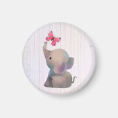 Elefant mit rosa Schmetterling マグネット (正面)