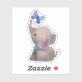 Elefant mit Schmetterling シール (シート)