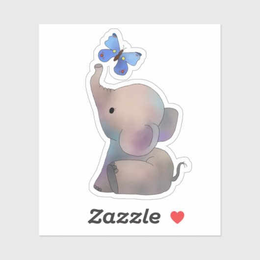 Elefant mit Schmetterling シール (シート)