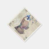 Elefant mit Schmetterling スタンダードカクテルナプキン (角)