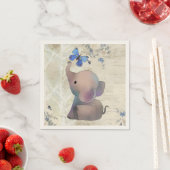 Elefant mit Schmetterling スタンダードカクテルナプキン (インサイチュ)