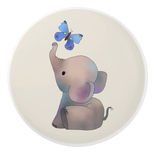 Elefant mit Schmetterling セラミックノブ (正面)