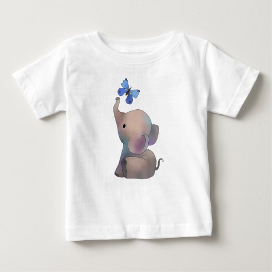 Elefant mit Schmetterling ベビーTシャツ (正面)