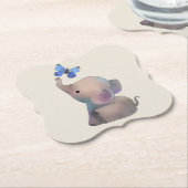 Elefant mit Schmetterling ペーパーコースター (アングル)