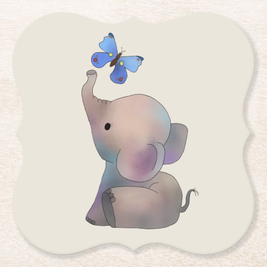 Elefant mit Schmetterling ペーパーコースター (正面)