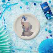 Elefant mit Schmetterling ペーパープレート (パーティー)