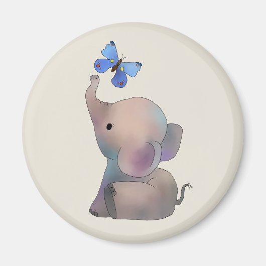 Elefant mit Schmetterling マグネット (正面)