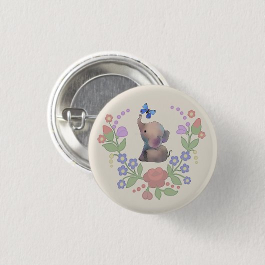 Elefant mit Schmetterling 缶バッジ (正面&裏面)