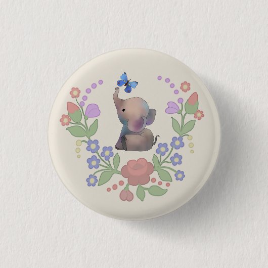 Elefant mit Schmetterling 缶バッジ (正面)