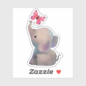 Elefant mit Schmetterling Aufkleber シール (シート)