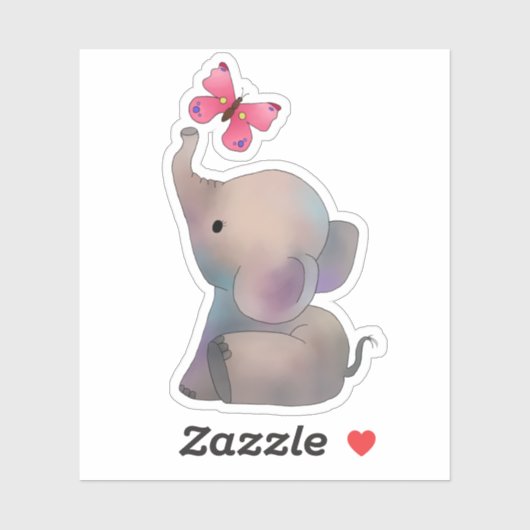 Elefant mit Schmetterling Aufkleber シール (シート)