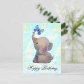 Elefant mit Schmetterling Postkarte ポストカード (スタンド正面)