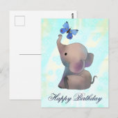 Elefant mit Schmetterling Postkarte ポストカード (正面/裏面)