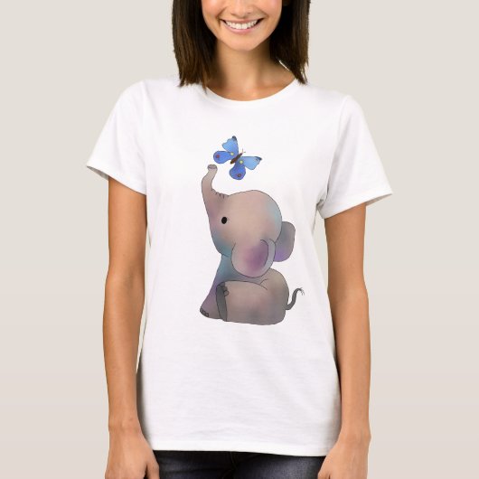 Elefant mit Schmetterling Tシャツ (正面)