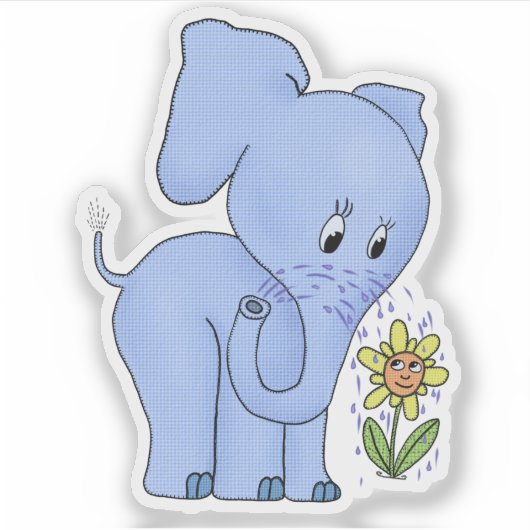 Elefant und Blume Aufkleber シール (正面)